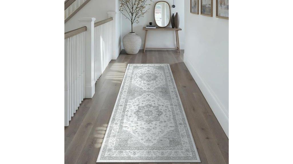 gray washable runner rug