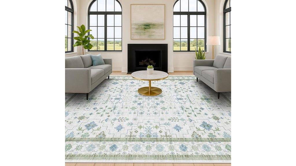 green 9x12 washable rug