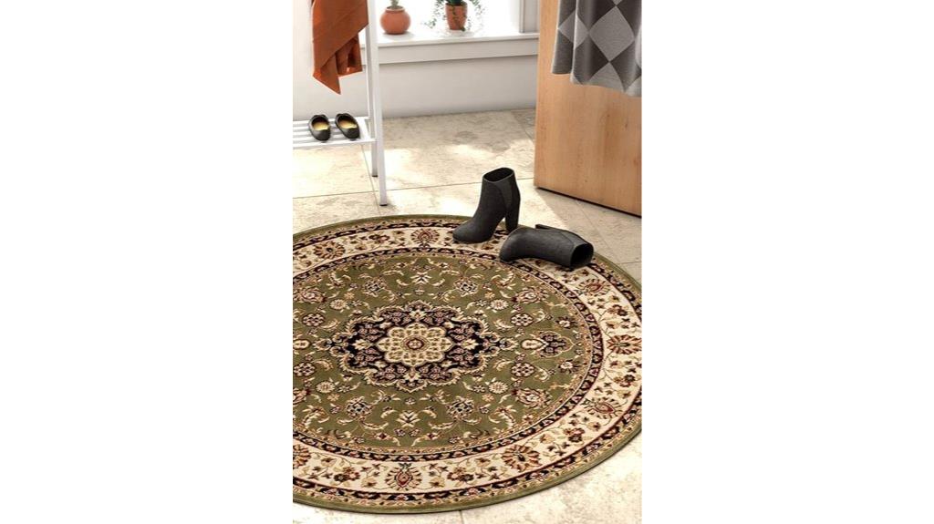 green kashan round rug