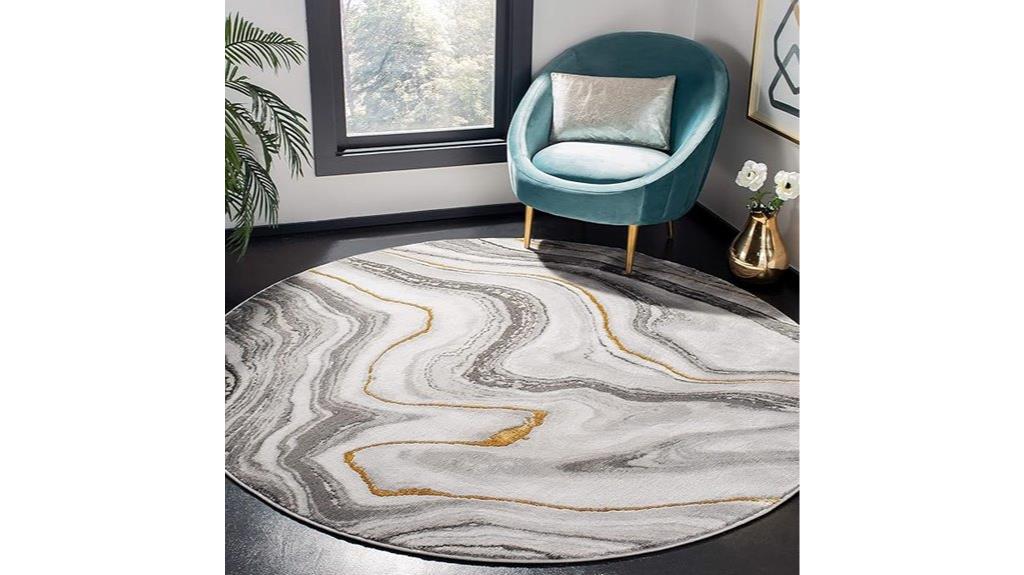 grey gold round rug