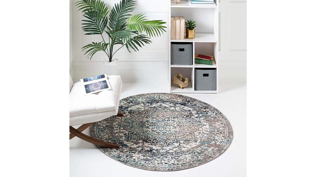 grey round medium pile rug