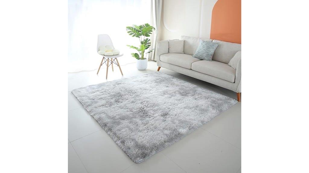 grey tie dye fluffy rug