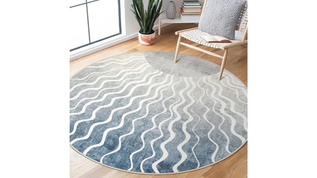 grey washable round rug