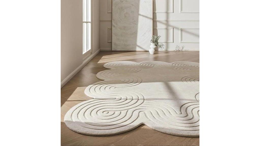 handmade beige wool rug