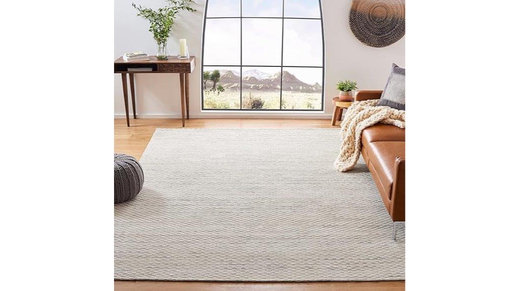 handmade beige wool rug
