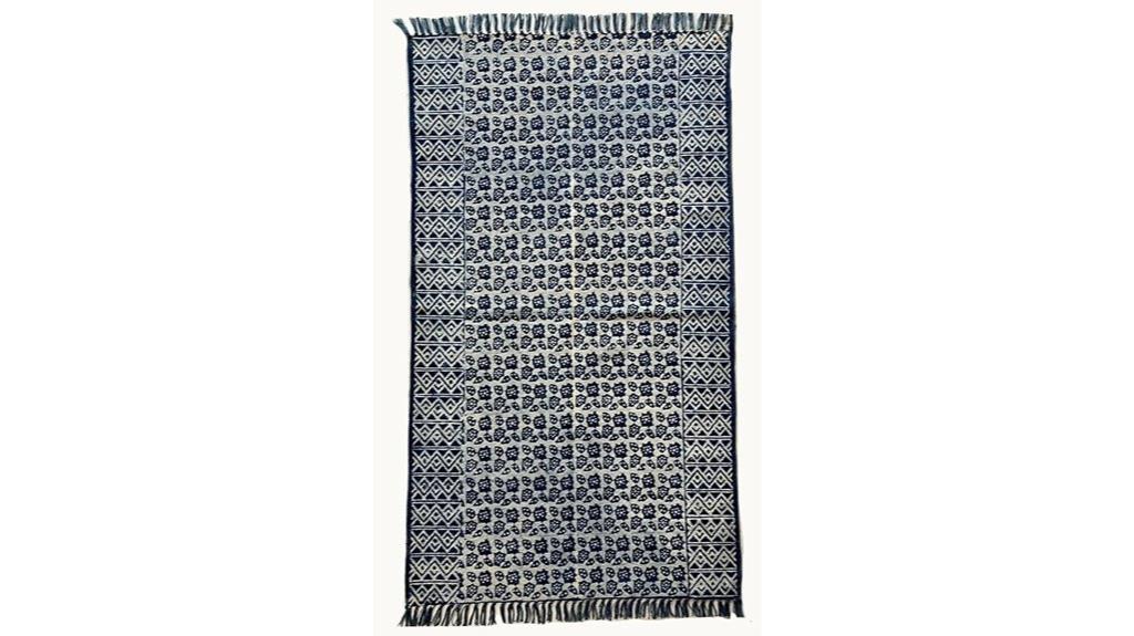 handmade cotton rug with tassels
