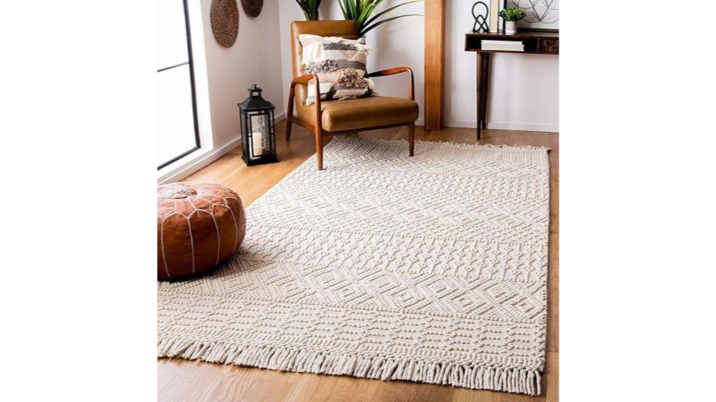 handmade ivory boho rug