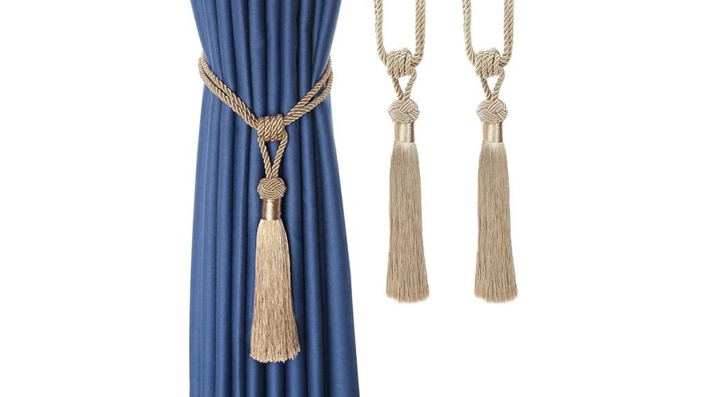 handwoven beige tassel tiebacks
