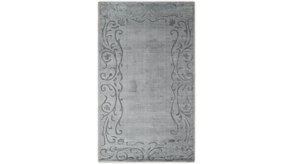 handwoven silver floral rug
