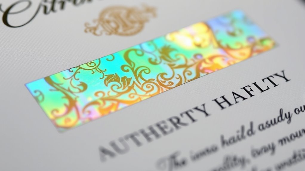 intricate security hologram features