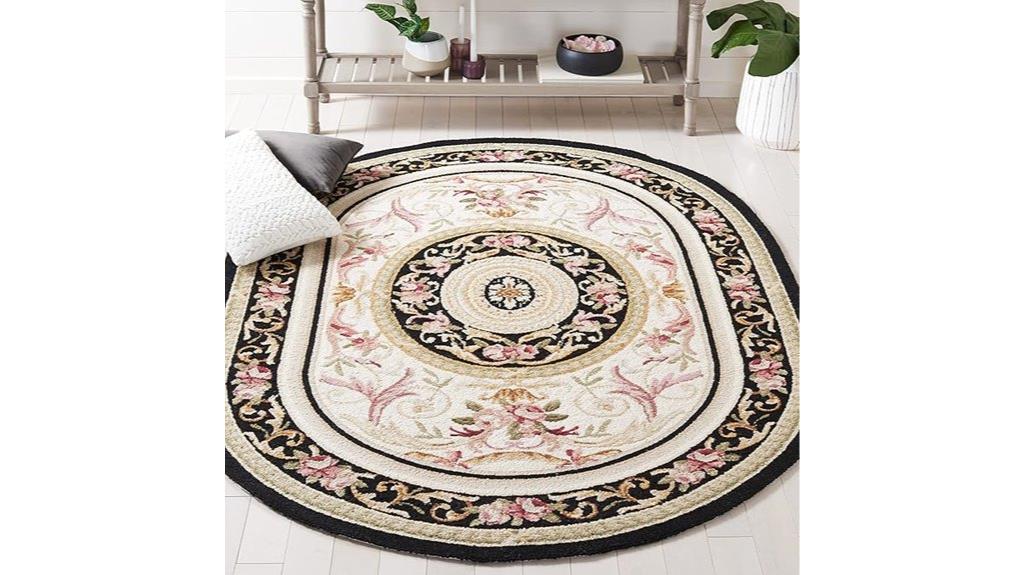 ivory and black wool rug