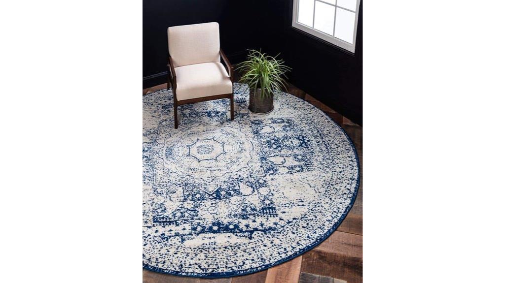 ivory blue round rug