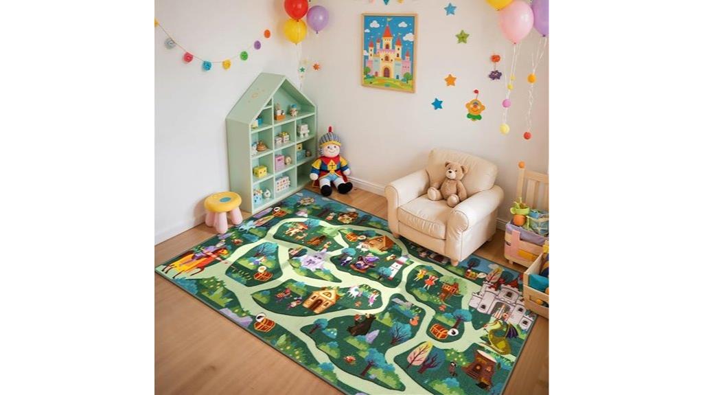 kids green road rug