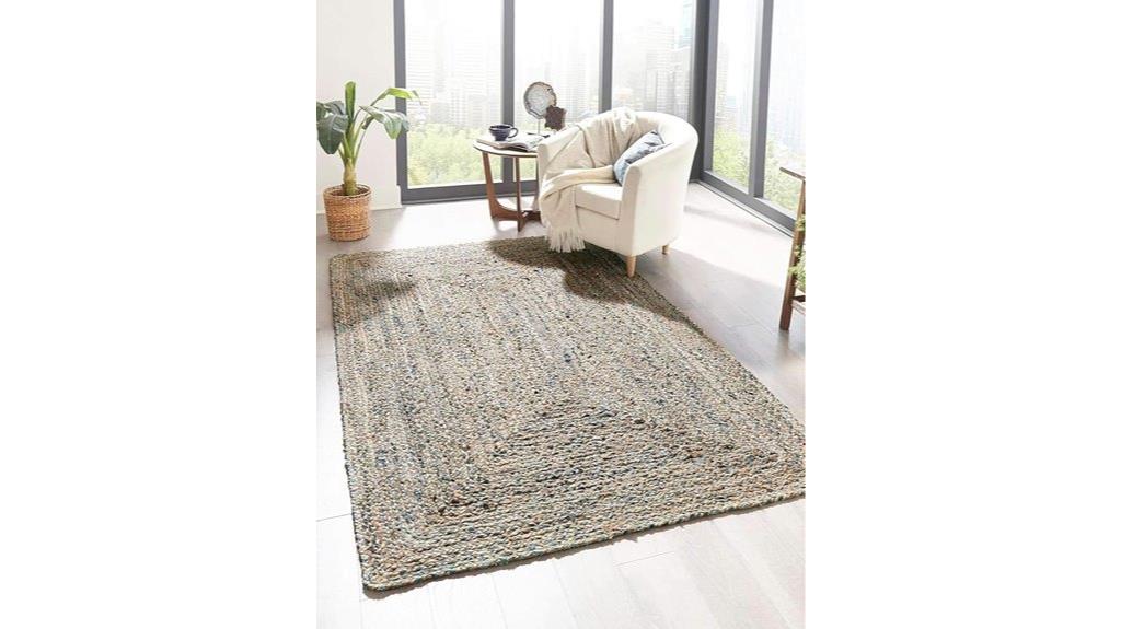 large blue tan rug