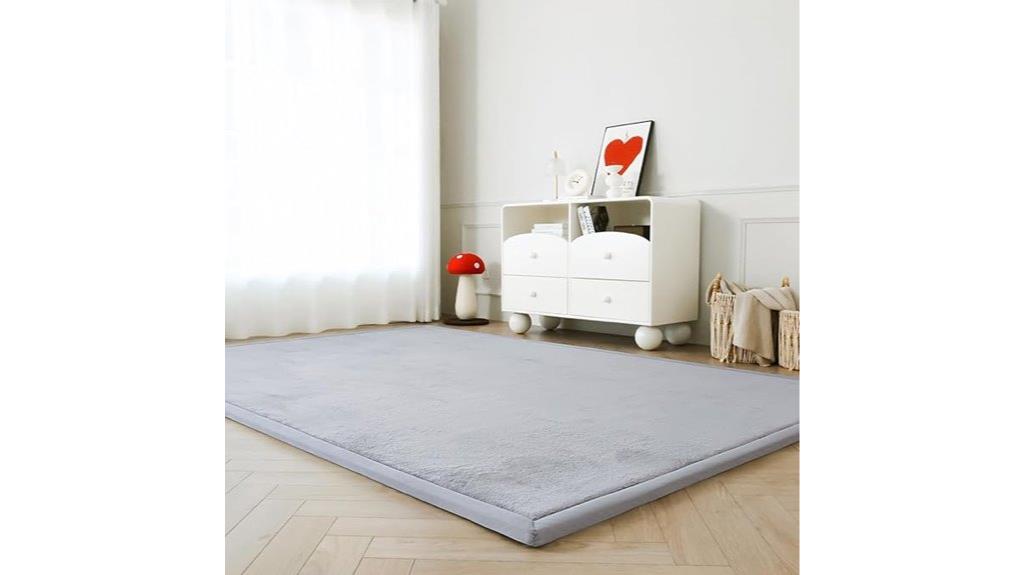 light gray faux fur rug