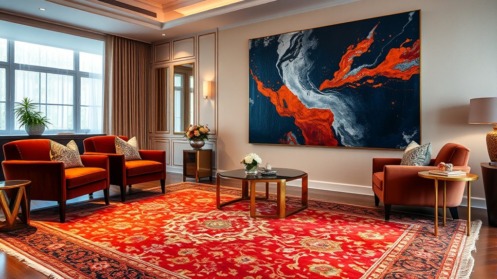 luxurious rug and art pairing