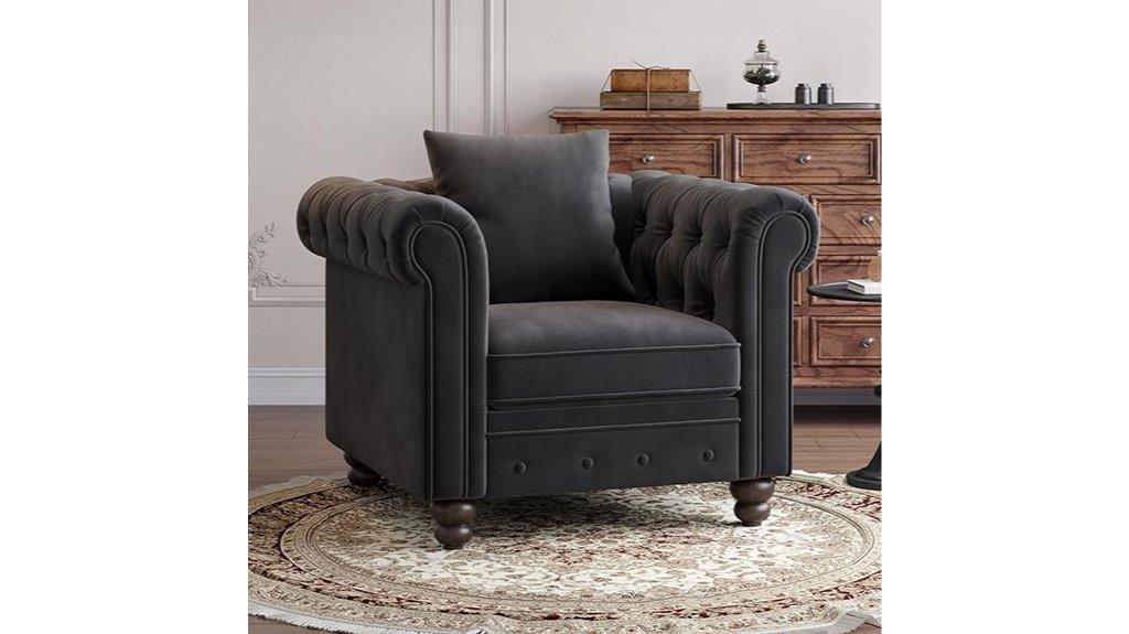 luxurious velvet chesterfield armchair for living room