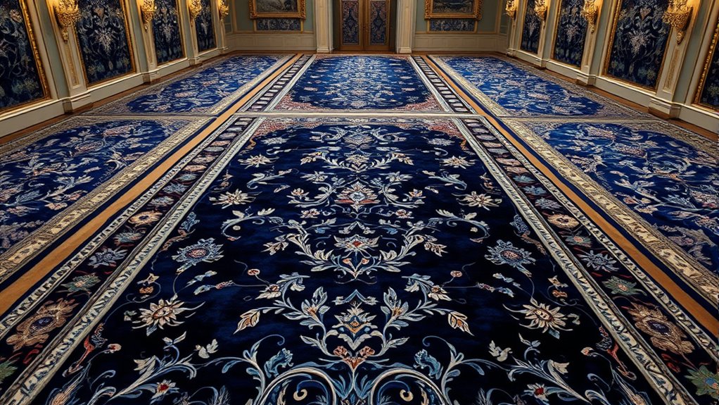 luxury midnight blue silk carpets