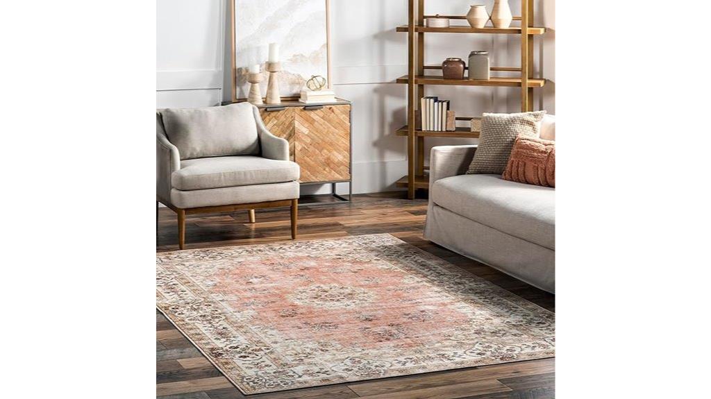 machine washable peach rug