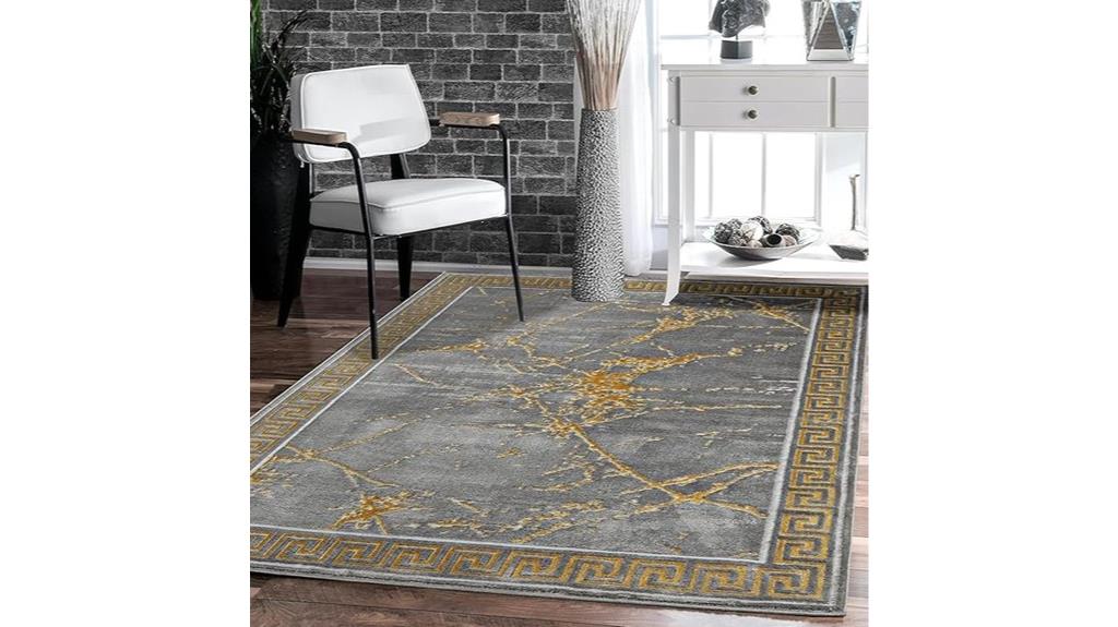 marble grey gold rug
