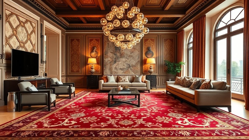 matching lighting with rugs