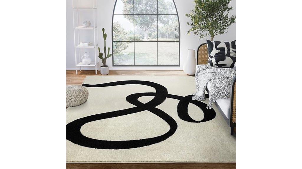 modern beige black rug