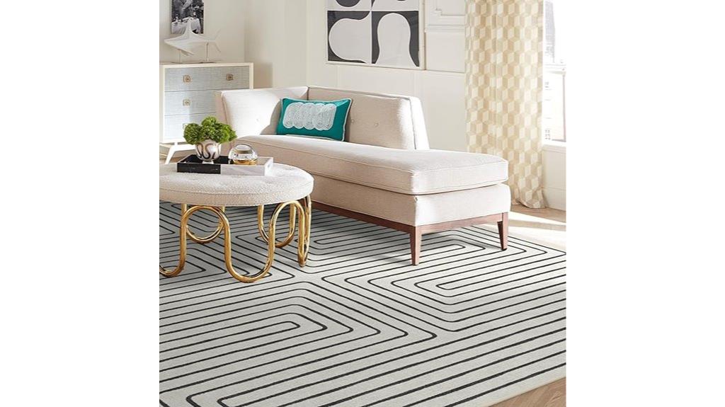 modern black and ivory rug
