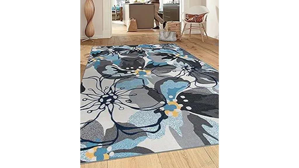 modern floral gray rug