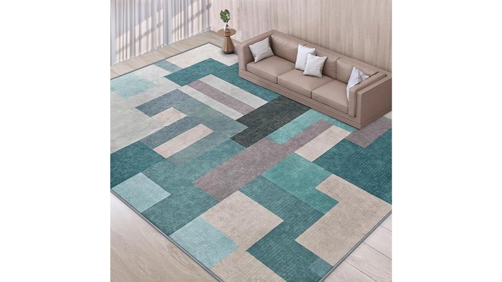 modern geometric patchwork rug