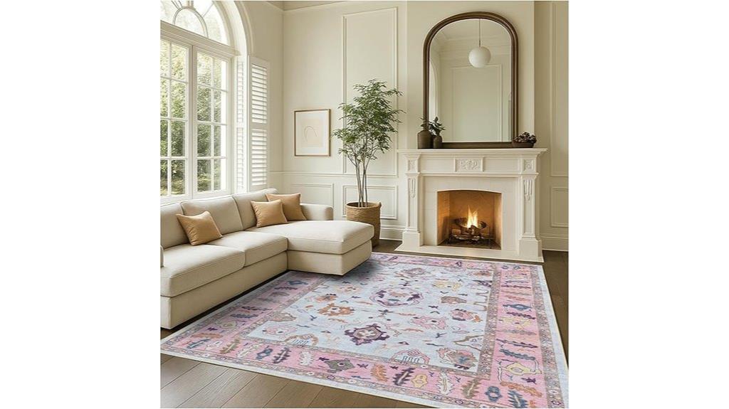 modern pink beige rug