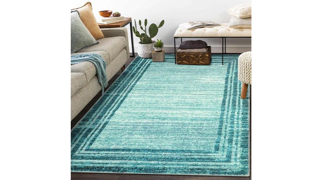 modern teal washable rug