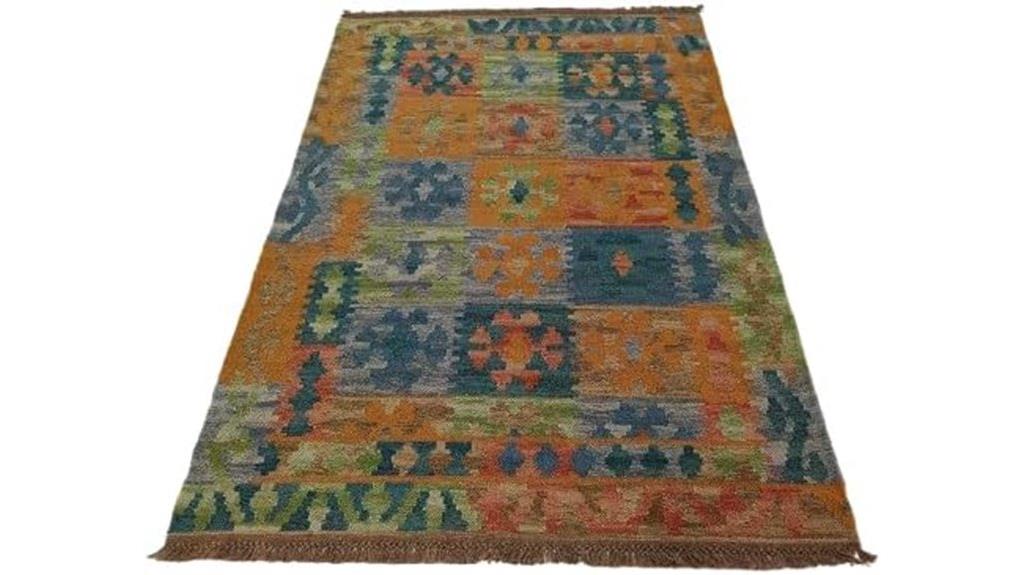 multicolor geometric wool rug