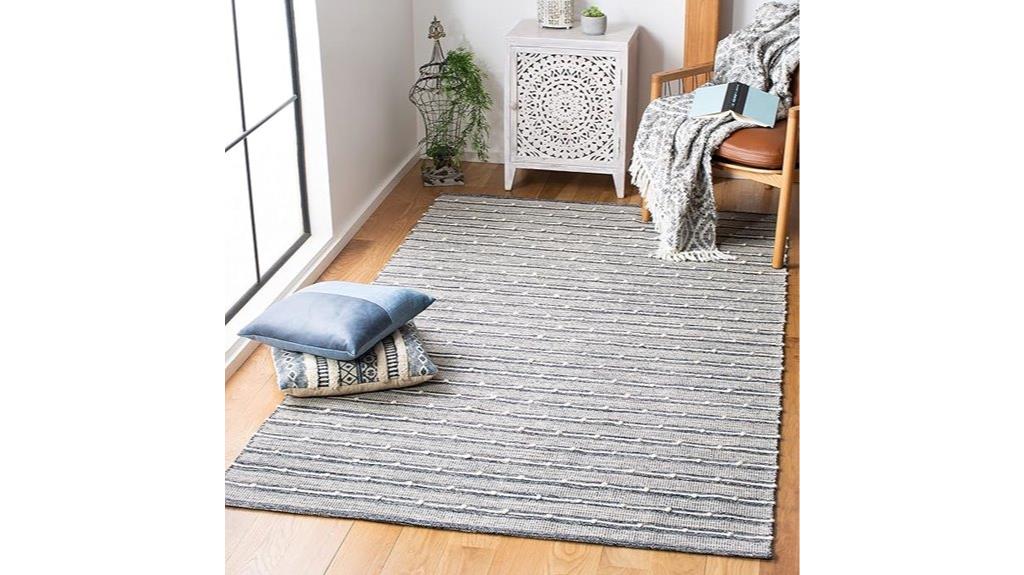 navy blue striped rug