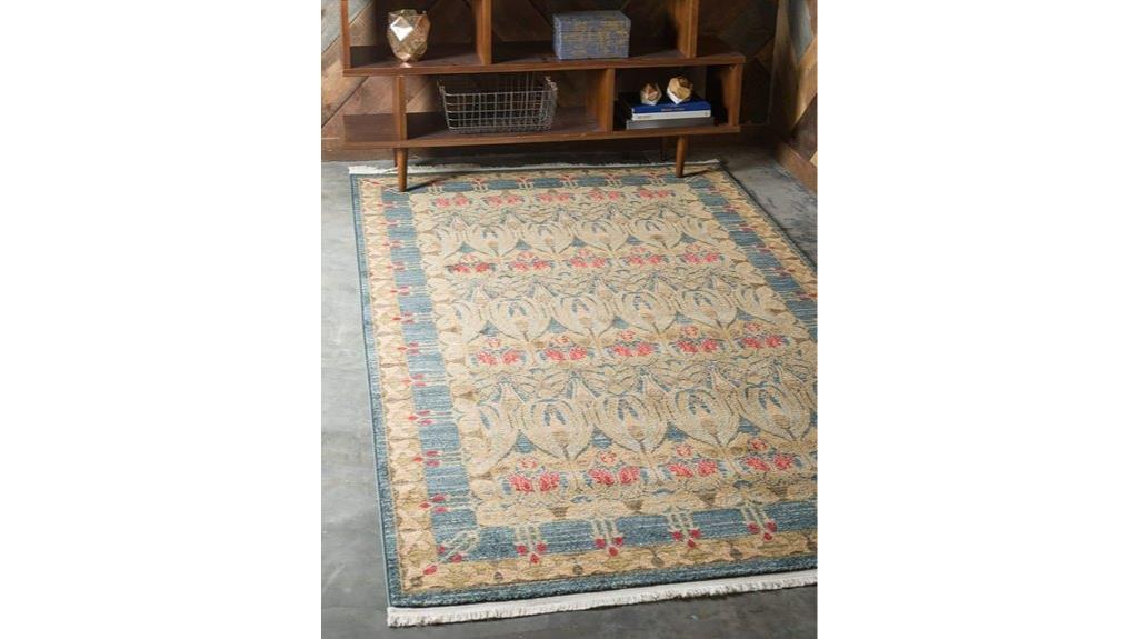 navy blue tan rug