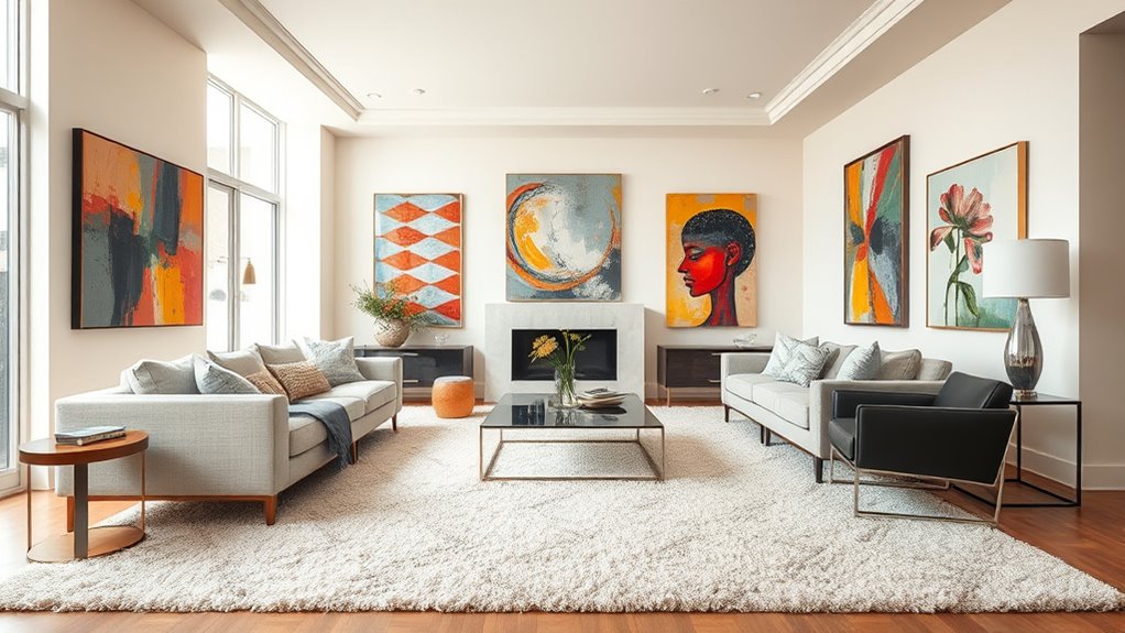 neutral rugs for art