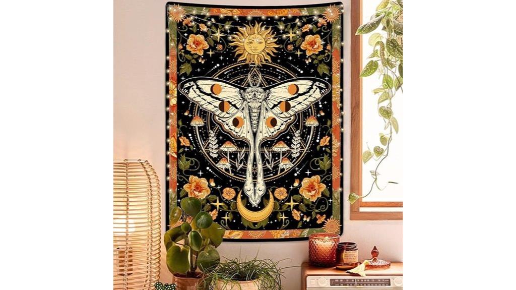 orange moth tapestry decor