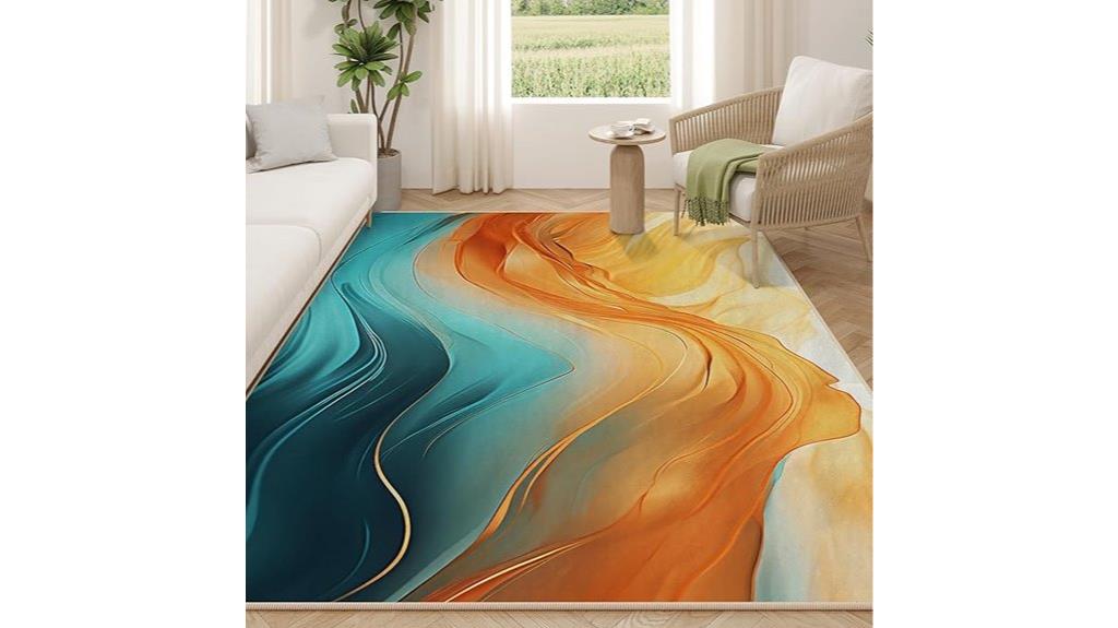 orange teal 5x7 rug