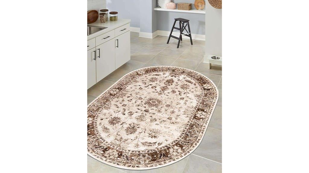 oval cream beige rug
