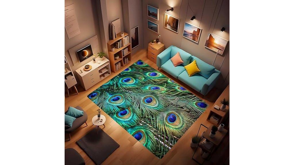 peacock feather non slip rug