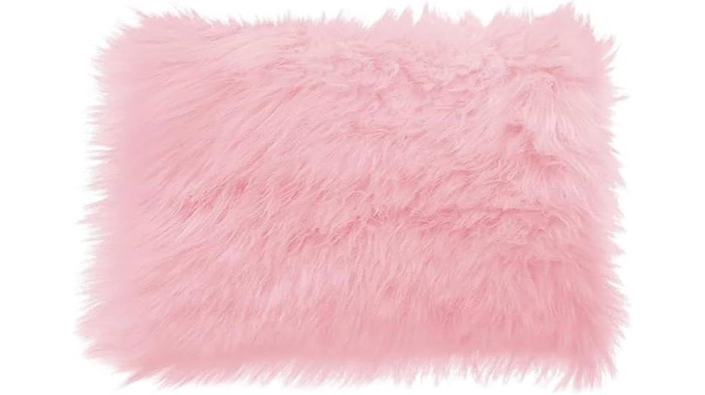 pink faux fur cushion