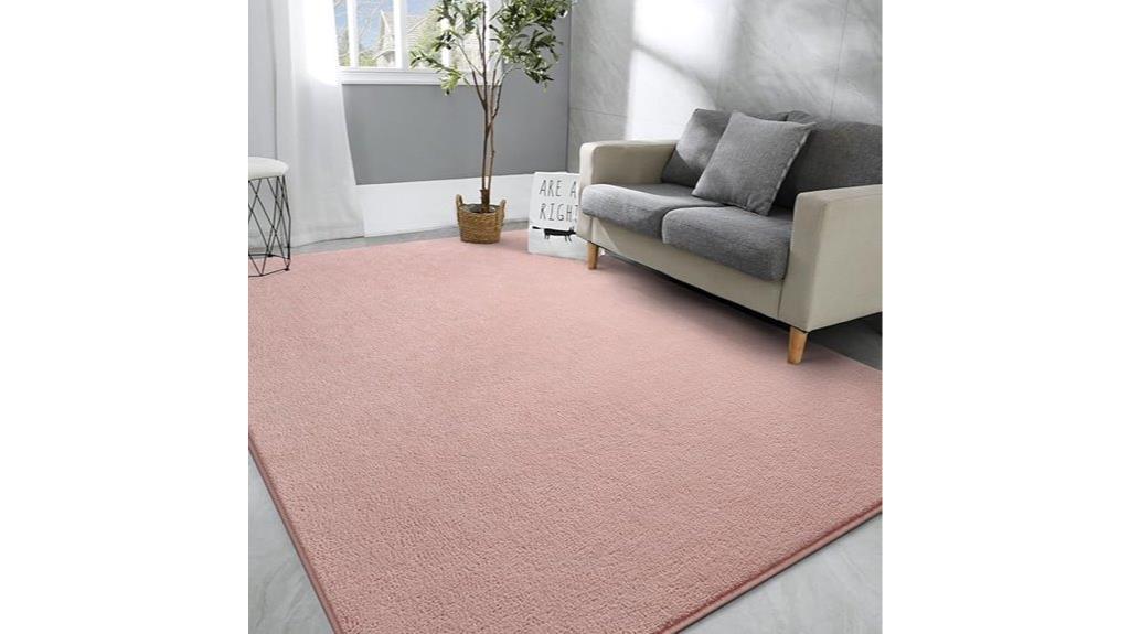pink fluffy memory foam rug