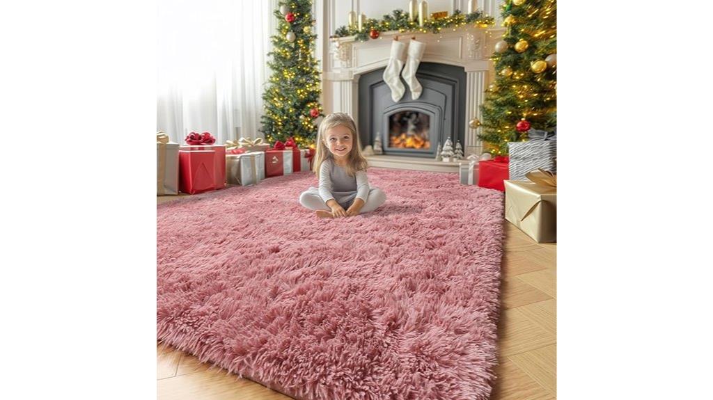 pink fuzzy kids rug