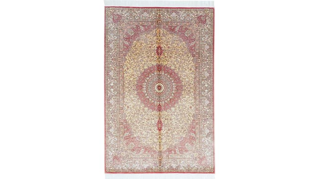 pink handwoven medallion rug