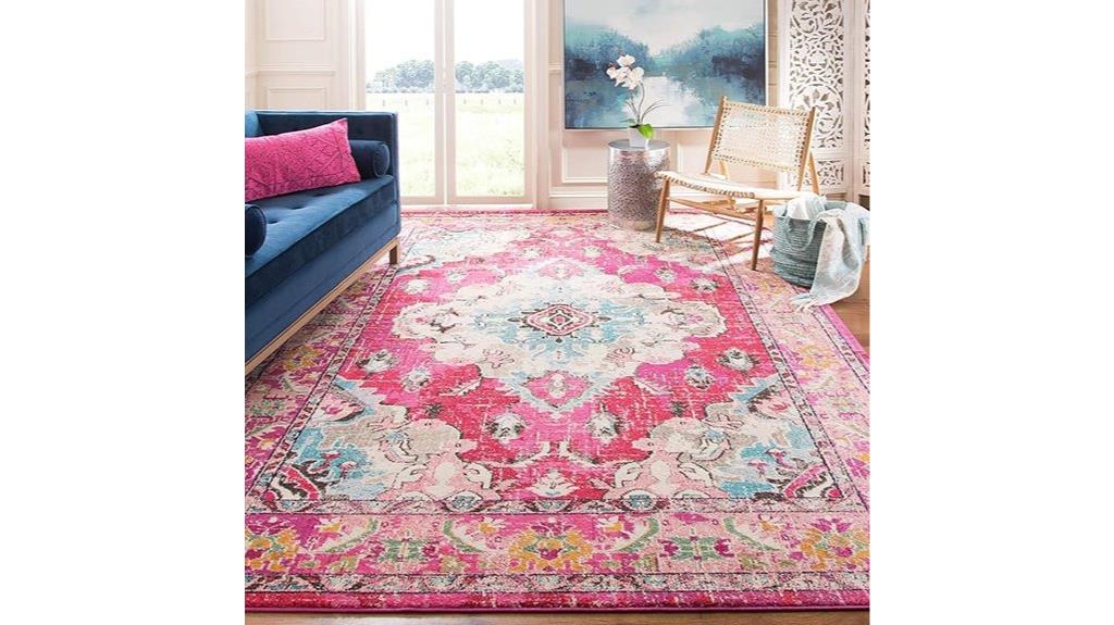 pink multi color area rug