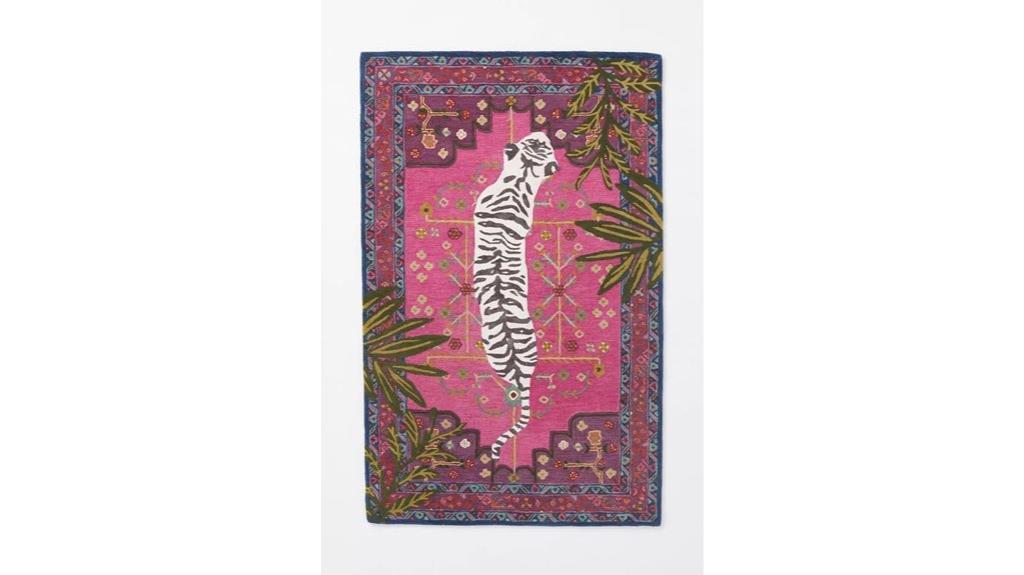 pink wool tiger rug
