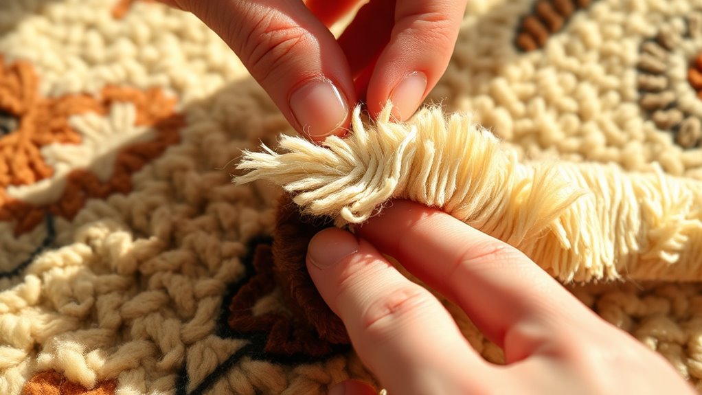reattach loose rug fringe