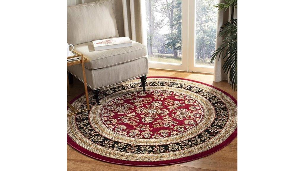 red and black round rug