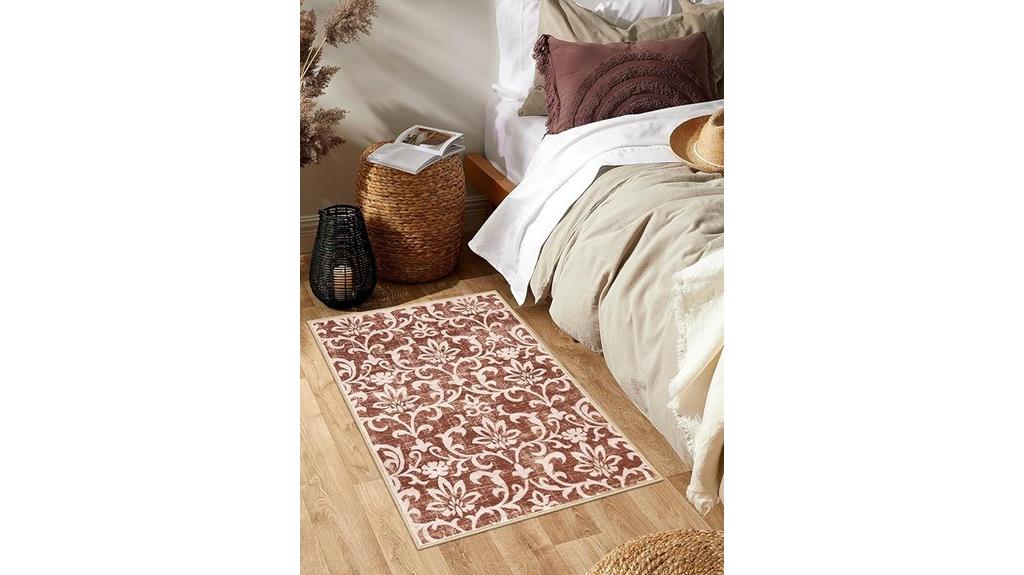 red floral washable rug
