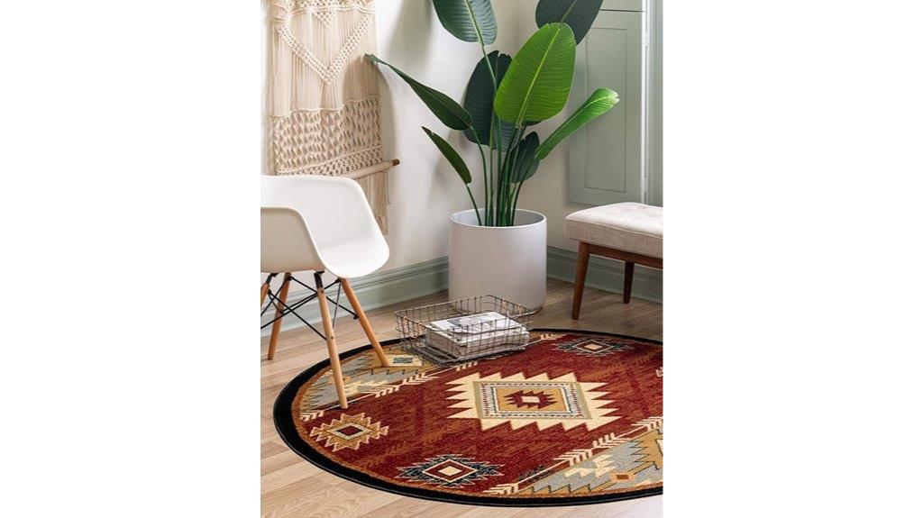 red pioneer round rug