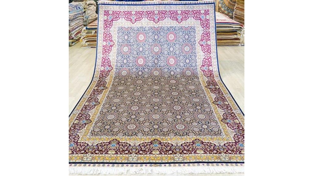 red vintage handmade silk rug